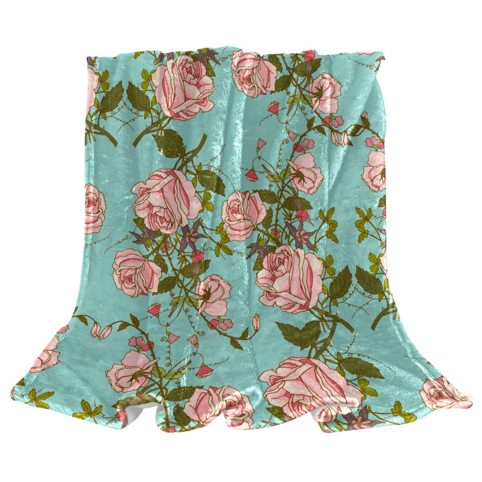Couverture polaire microfibre douce plaid lit chaud jeté canapé imprimé fleurs 150x100