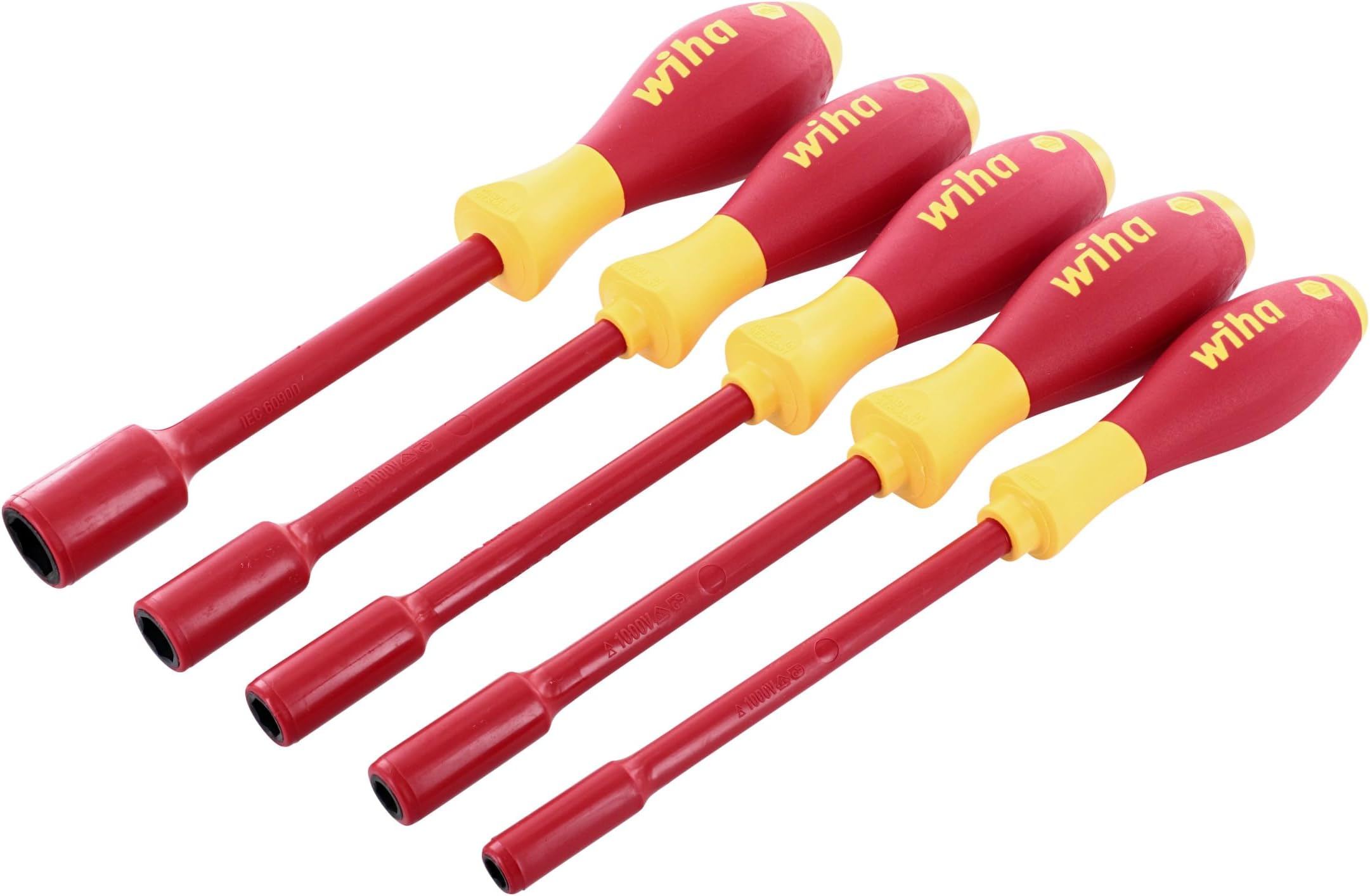 WIHA 32292 Insulated Nut Driver Set, Inch, 1000 Volt, 5 Piec