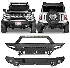 Hooke Road Front and Rear Bumper kit for 2021 2022 2023 2024 2025 Ford Bronco 2 or 4-Door (Exclude Bronco Sport & Raptor), Offroad Bumper with D-rings, LED Lights - Buy now