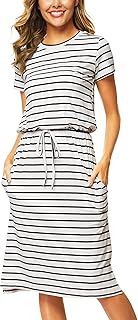 Simier Fariry - Vestido para mujer largo hasta la rodilla con bolsillos, oculta el abdomen