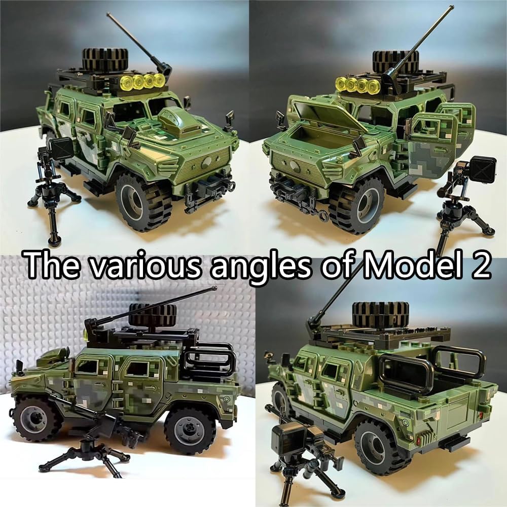 Building Block Armored Vehicle with 6 Army Figures Brick Military Vehicle Building Toy for Age 6 7 8 9 10 11 12+, Army Battle Building Kit, Army Car Model Toys Gifts for Boys image 4