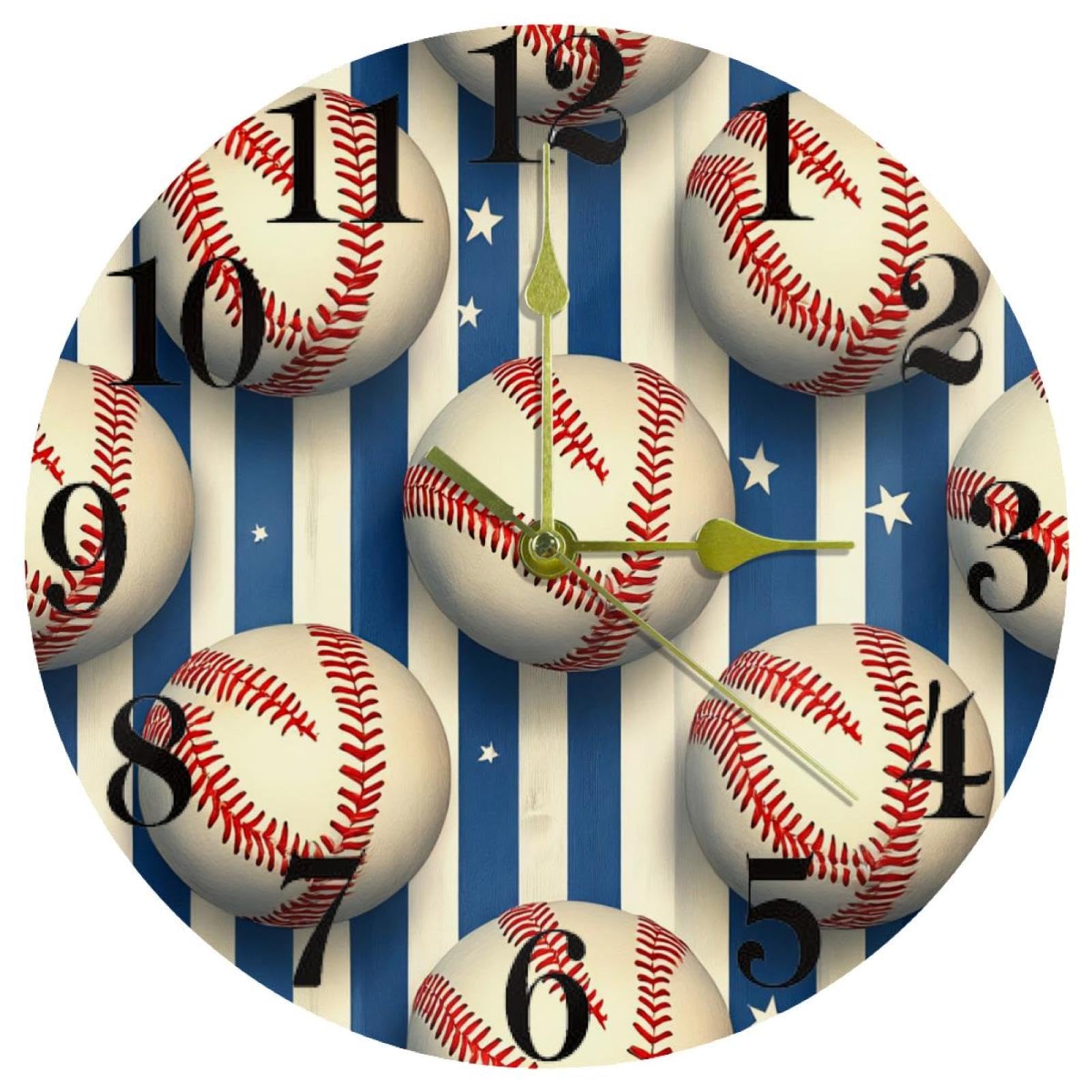 Horloge murale ronde baseball vintage pour d&eacute;corer la cuisine et le bureau moderne