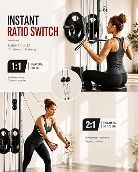 Wall Mount Cable Machine Dual Pulley Cable Crossover Machine with 19 Adjustable Positions, Tricep Rope, T-Bar, LAT Pulldown Bar & Foot Board for Home Gym Strength Training