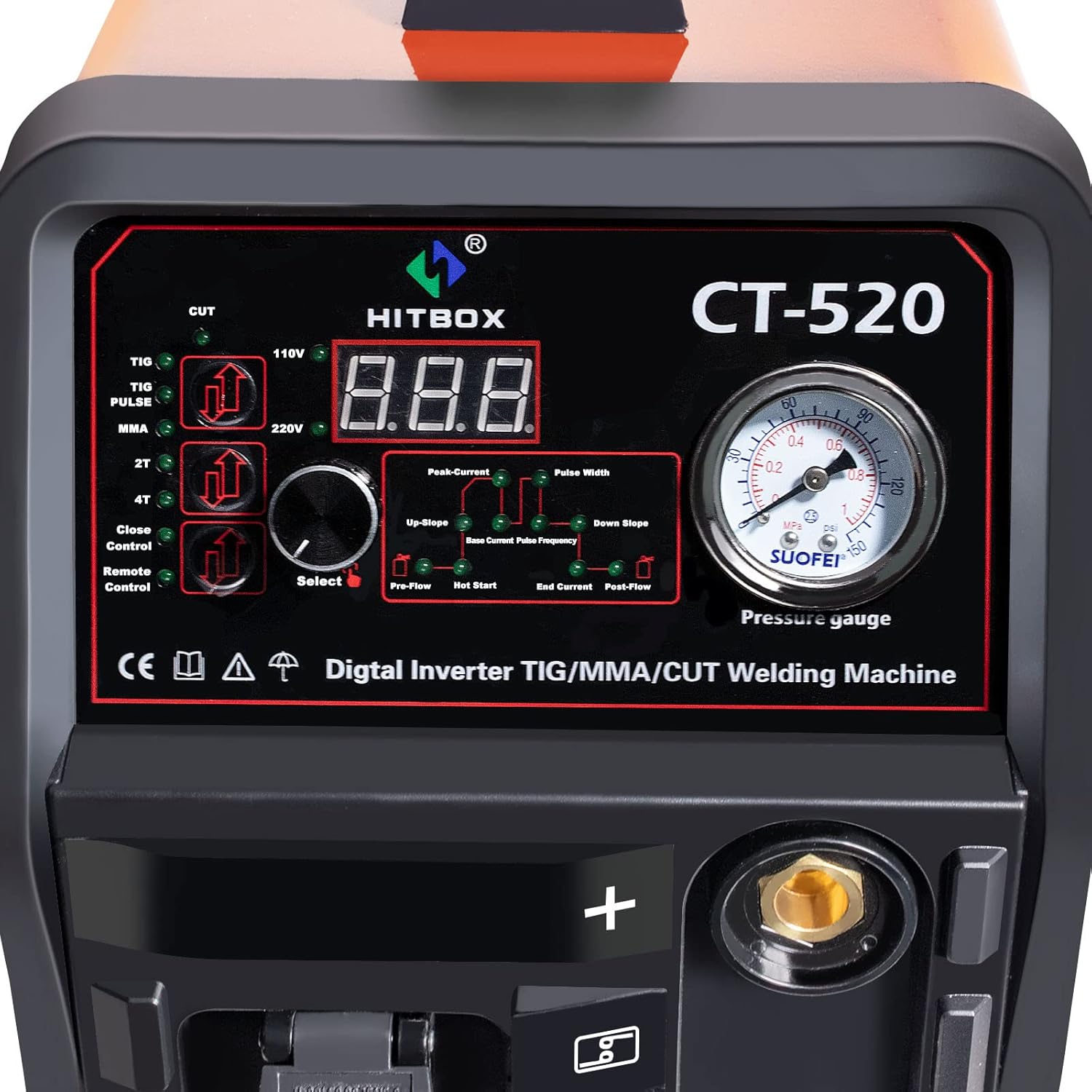 Close-up of HITBOX CT520 control panel