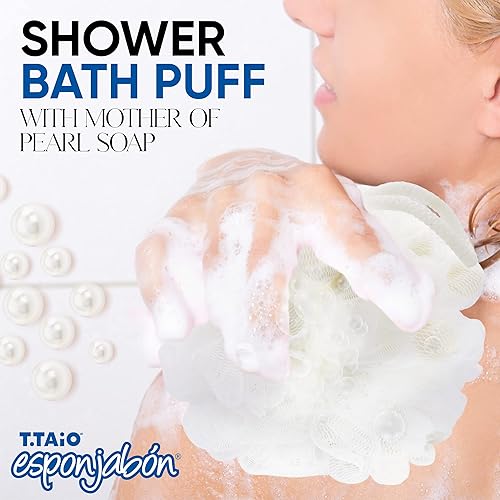 Miniatura 2 de T.Taio Esponjabon - Esponjabon para baño de ducha, bola de gel corporal Luffa Loufa, limpiador de puf de malla para limpieza completa, espuma para
