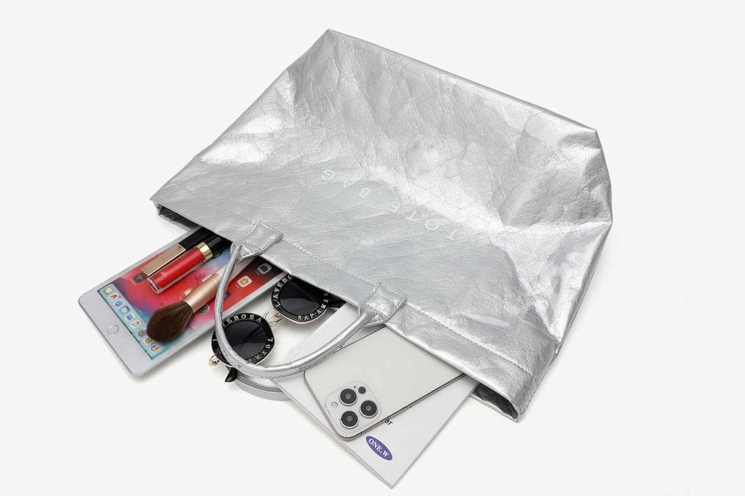 MINGRI Large Tote Bags for Women PVC Clear Totes Bag Plastic Carry All Bag Kraft Paper Shoulder Handbag Hobo for Work Travel - Image 5