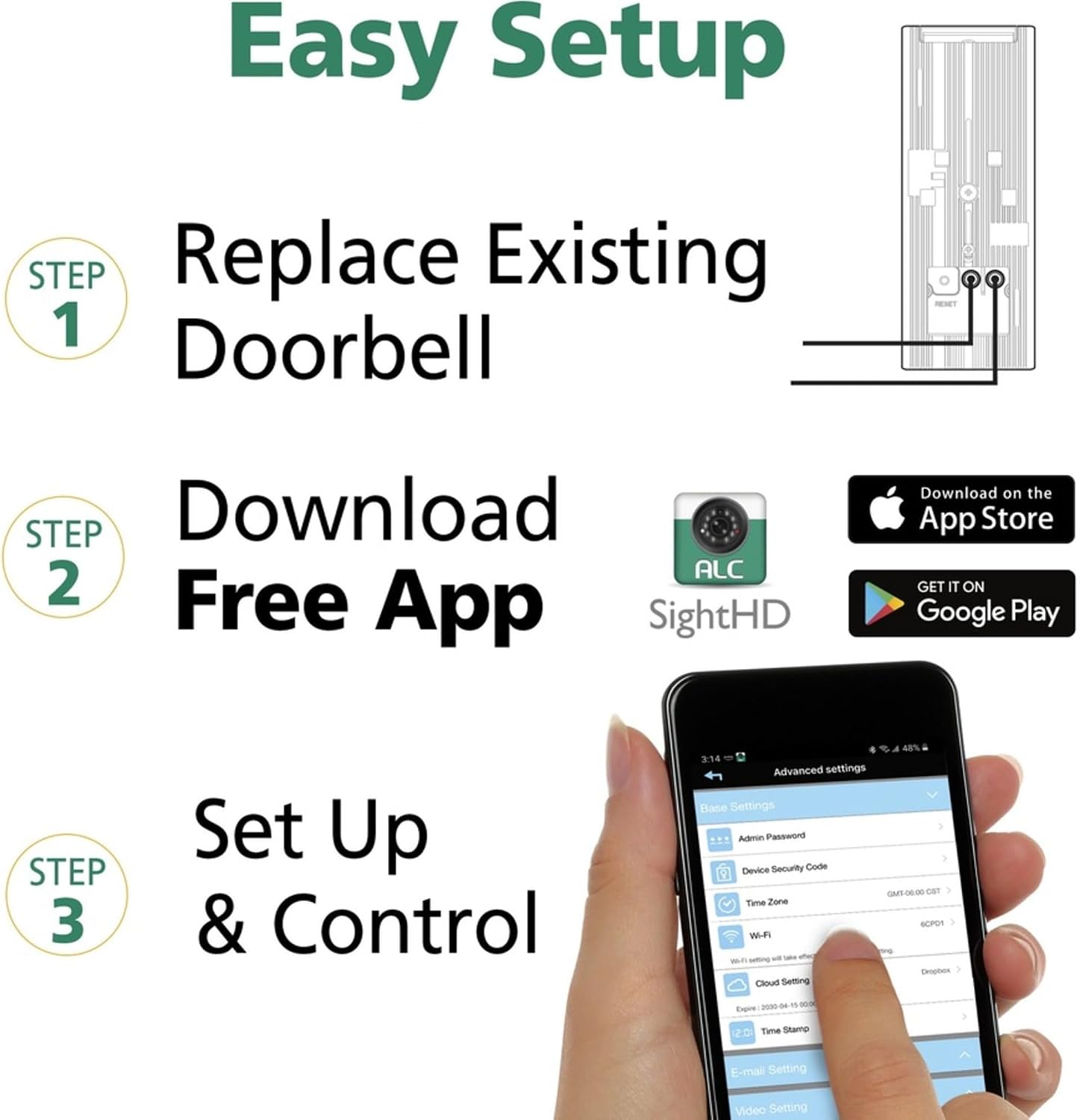 ALC AWF71D Sighthd Video Doorbell with 1080P Full HD Wi-Fi Camera