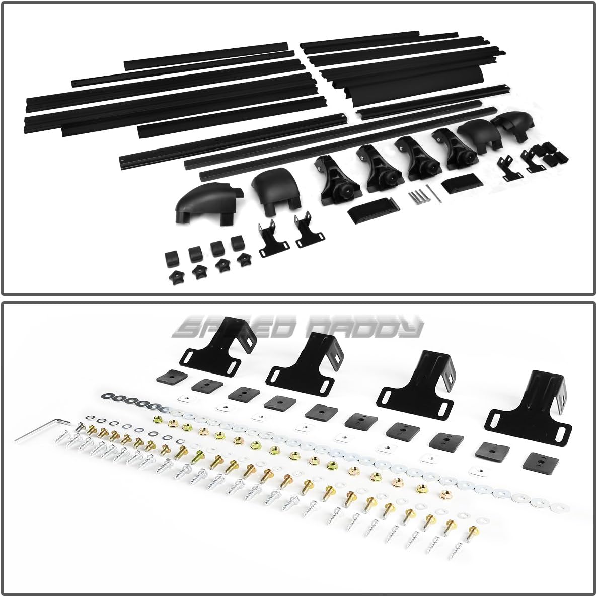 50 inches x 38 inches Aluminum Roof Rack Top Cargo Carrier Basket+Cross Bar (Black) : Automotive