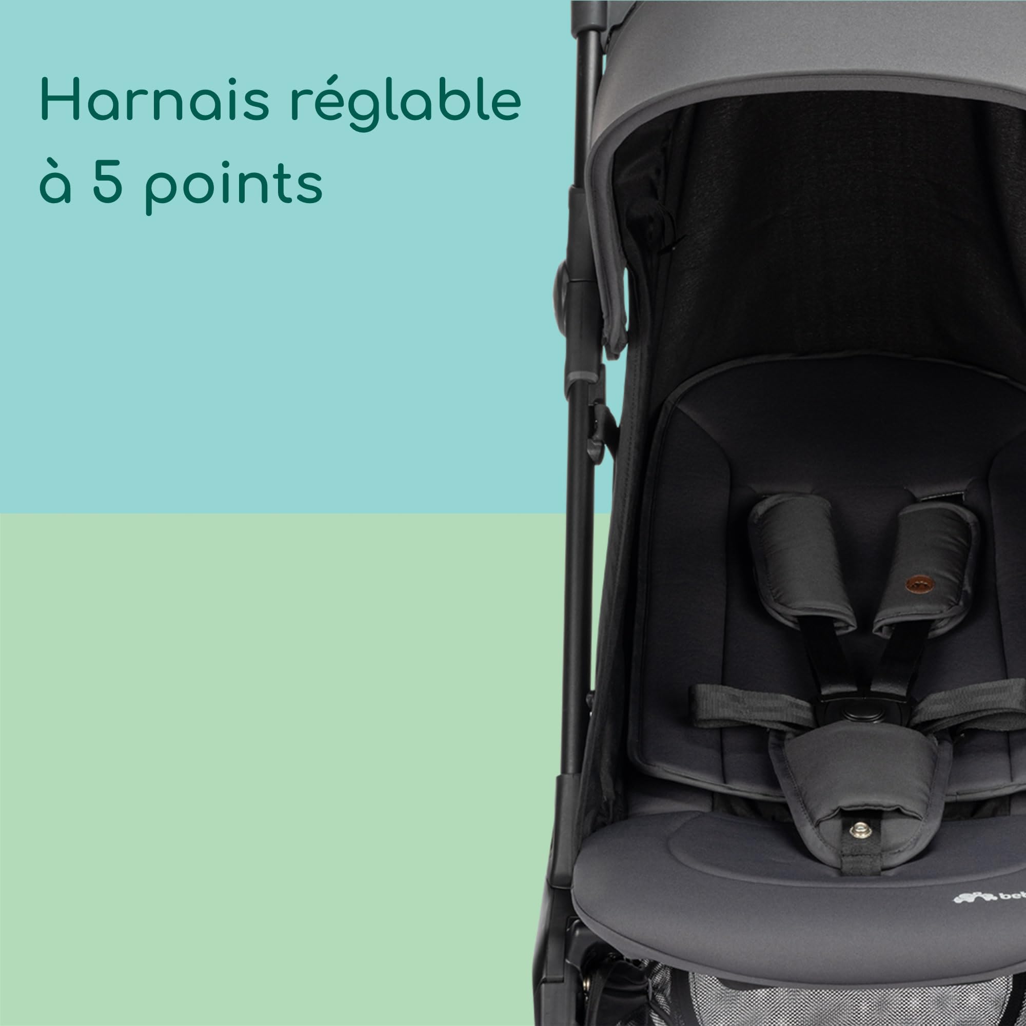 Bebeconfort Zephir, poussette bébé compacte, 0 à 4 ans (22 kg max.), poussette de voyage légère (5.6 kg), autorisée en bagage cabine, siège inclinable et position allongée, panier, Mineral Graphite