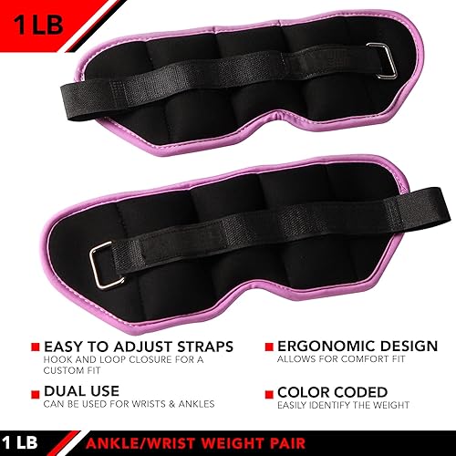 Miniatura 3 de JFIT Adjustable Ankle Weights - Ankle Weight Pair 10 Weight and Bundle Options - 0.5 to 10 lbs Each, Set of 2, Adjustable Straps  Comfortable,