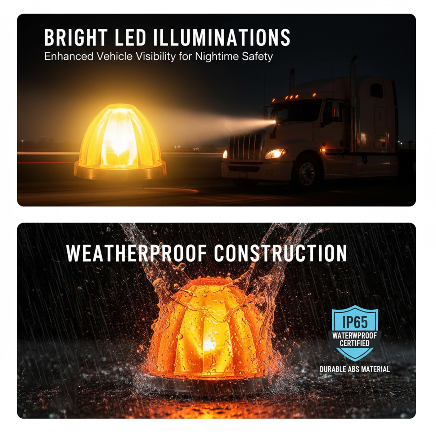 Gcroet 4 luces LED de sandía para camiones, luces de posición de 3, 7 pulgadas con clasificación IP65, construcción ABS de 12 V-24 V para vehículos amarillos...