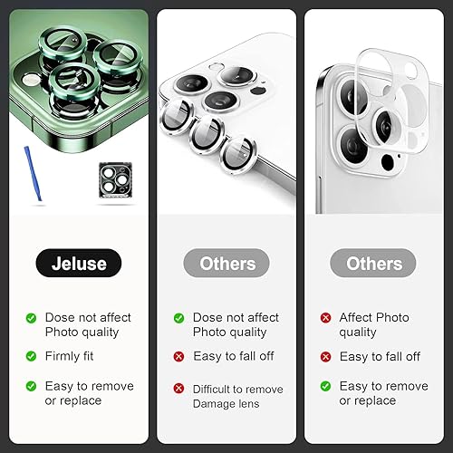 Miniatura 3 de Jeluse Paquete de 3 x 2 Diseñado para iPhone 13 ProiPhone 13 Pro Max, protector de pantalla de vidrio templado 9H kit de alineación de instalación