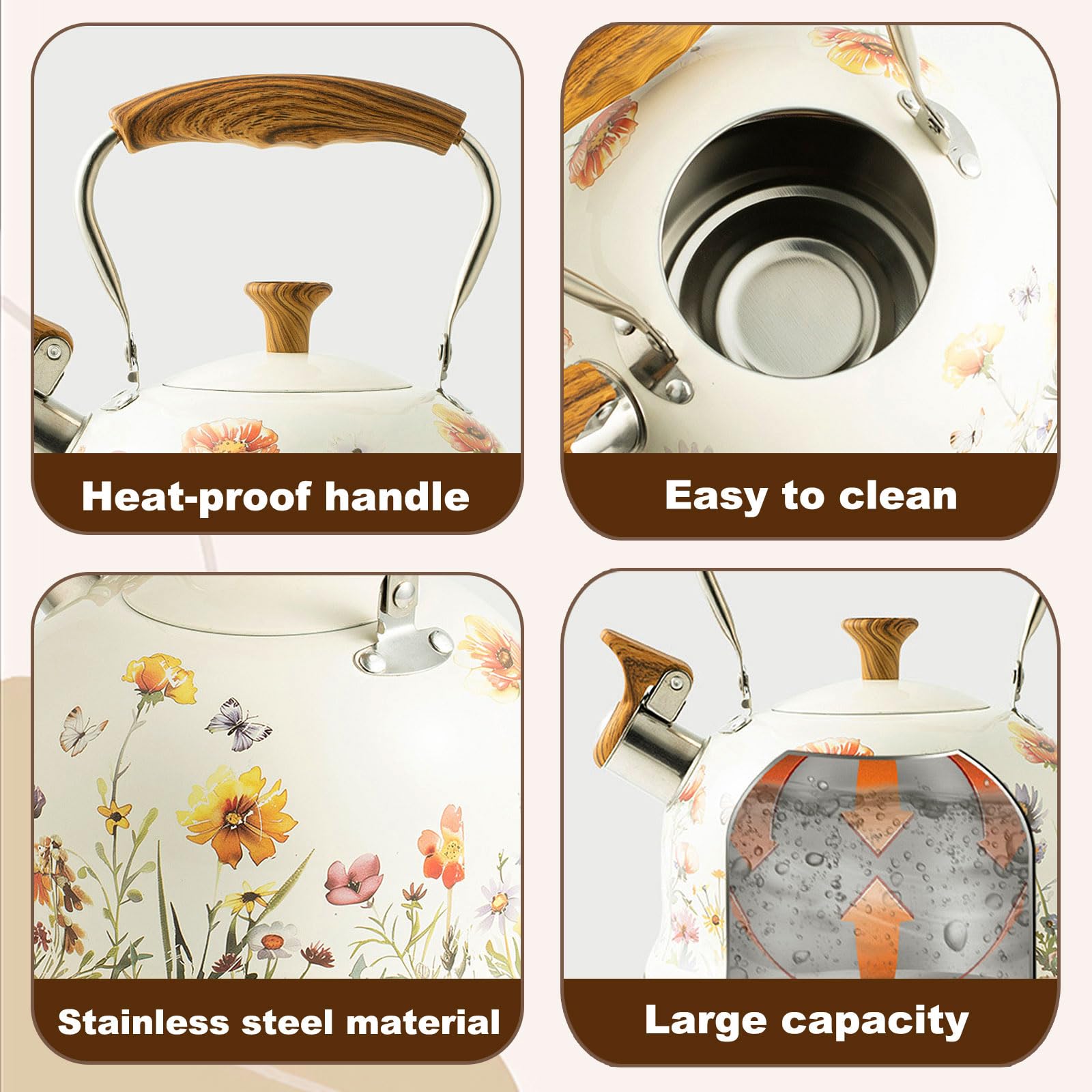 Bouilloire Inox 3L Induction Bouilloire Sifflante 3L En Inox - Compatible Induction Et Gaz - Design Vintage Gris Argenté Théière Induction 3L