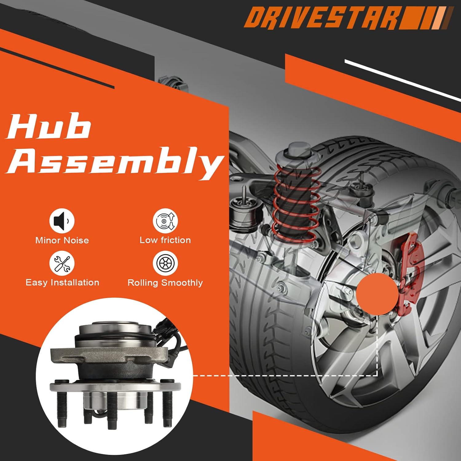 (Pair) 513124 Front Wheel Hub Bearing Assembly for Chevy Blazer 1997-2005,S10 1997-2004; for GMC Jimmy 1997-2005,Sonoma 1997-2004; for Isuzu Hombre 1998-2000; Olds Bravada 1997-2001 w/ABS 5 Lug