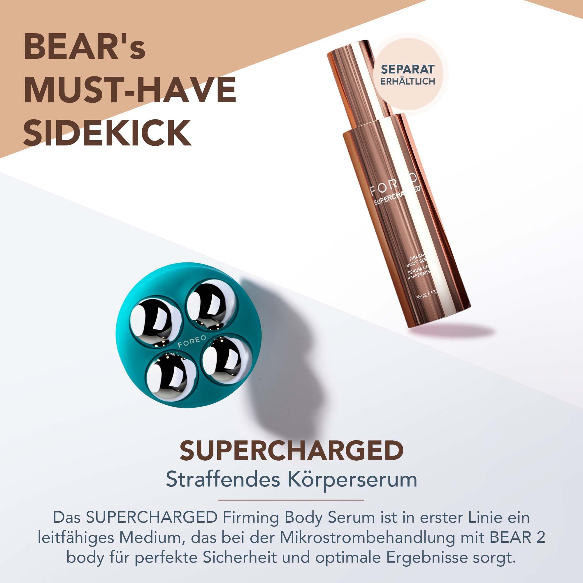 FOREO SUPERCHARGED straffendes Hyaluronserum, 100 ml - Leitfähig & straffend - Anti-Cellulite - Anti-Aging-Körperpflege - 8 Arten Hyaluronsäure - Dermatologisch getestet - Für alle Hauttypen geeignet