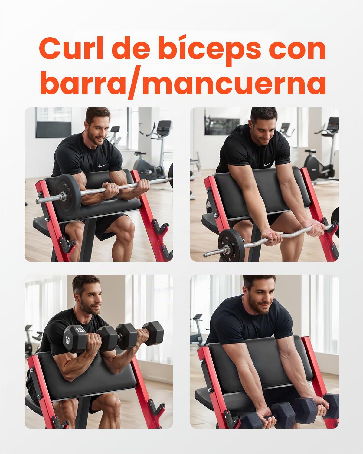 VEVOR Banco de Curl Predicador, Bancos de Entrenamiento de Fuerza, Carga de 300 kg, Equipo de Fitness para Gimnasio en Casa, Estación de Bíceps con Mancuernas y Barra Aislada con Brazo Sentado