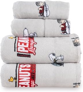 Berkshire Peanuts® Velvetloft® Plush Full Sheet Set,Extra Warm Fleece Sheets,4-Piece Cute Character Snoopy Printed Soft Plush Sheet Set,Jazz Lounge Grey Red