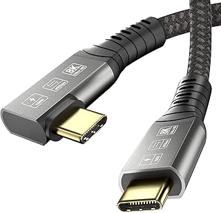 CABLEDECONN USB4 8K Cable 1.2M Thunderbolt 4 Compatible USB 4 Type-c Extension Cable Ultra HD 8K@60Hz 100W Charging 40Gbps Data Compatible with External SSD eGPU 1xBend 1x Straight