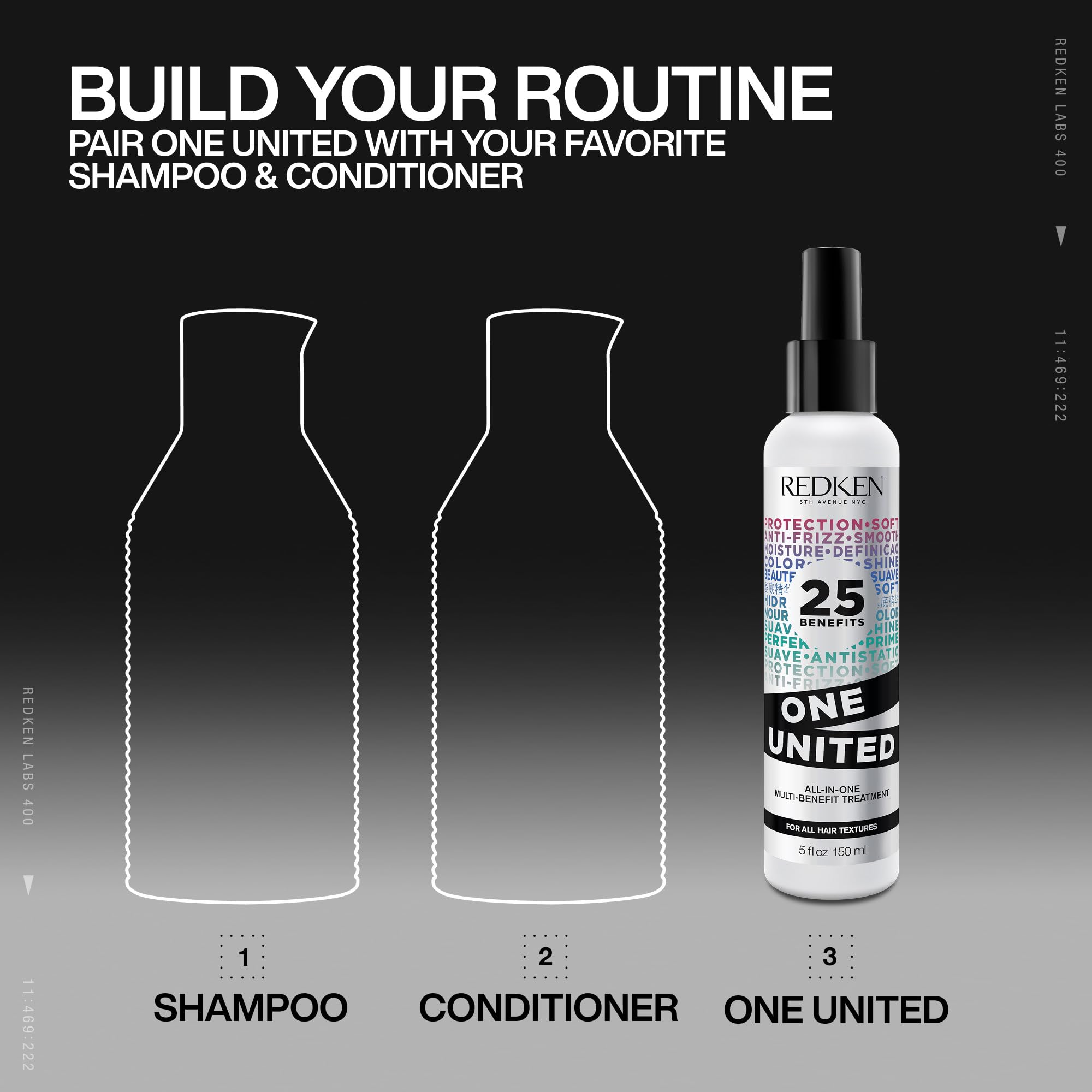 Redken Multi-Benefit-Treatment, nawilżający spray pielęgnacyjny do wszystkich rodzajów włosów, ochrona przed wysoką temperaturą i łamliwością włosów, One United