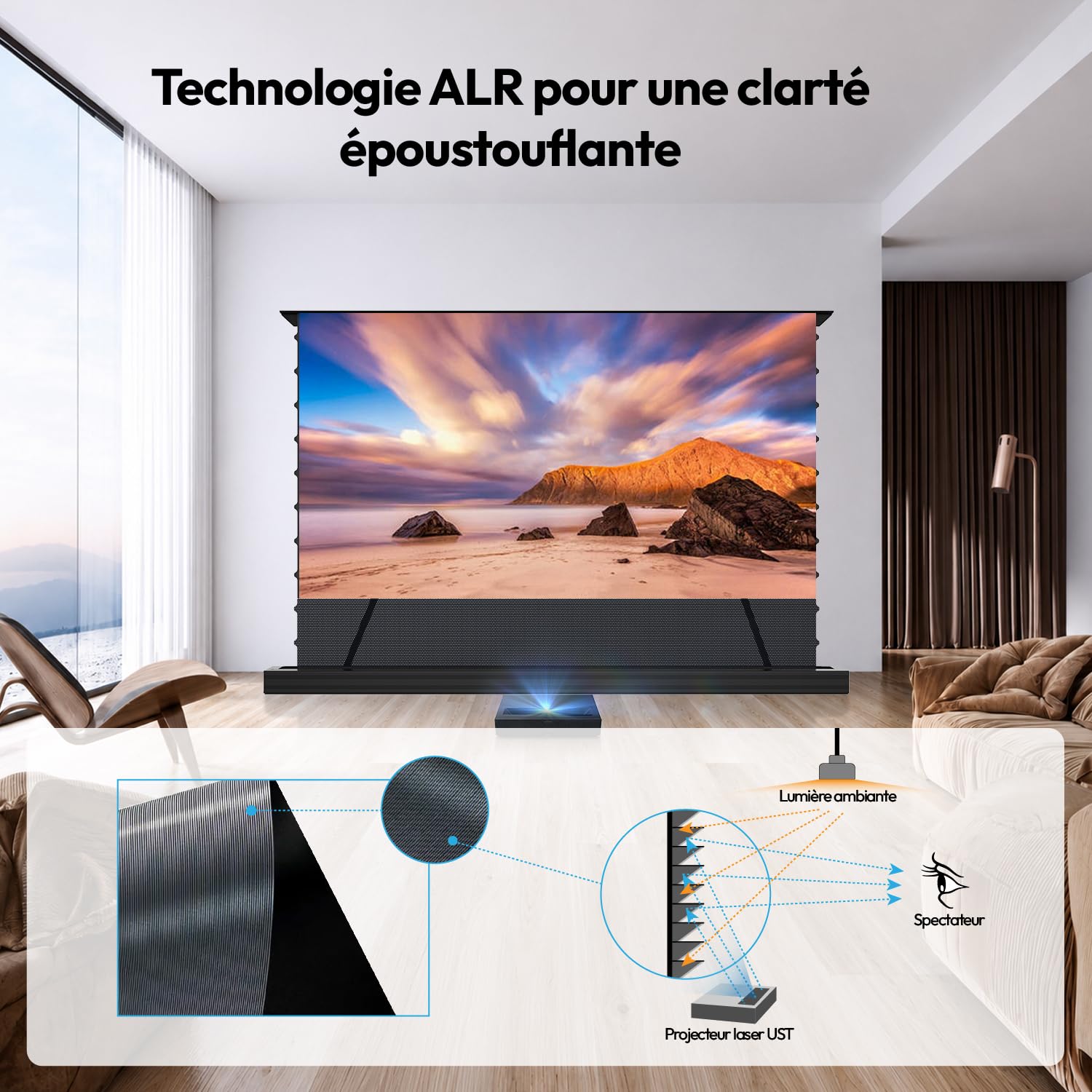 Écran Projecteur ALR CLR Motorisé au Sol UST 100 Pouces