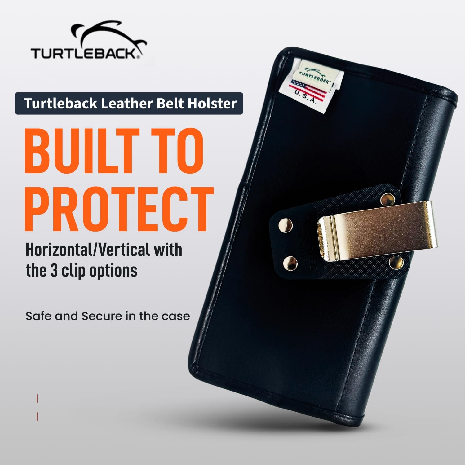 Turtleback Belt Clip Designed for Samsung Galaxy S26, S25 to S20 – Large - Black Phone Belt Holder Fits Phones with Defender or Bulky Sized Cases – Heavy Duty Rotating Belt Clip, Magnetic Closure