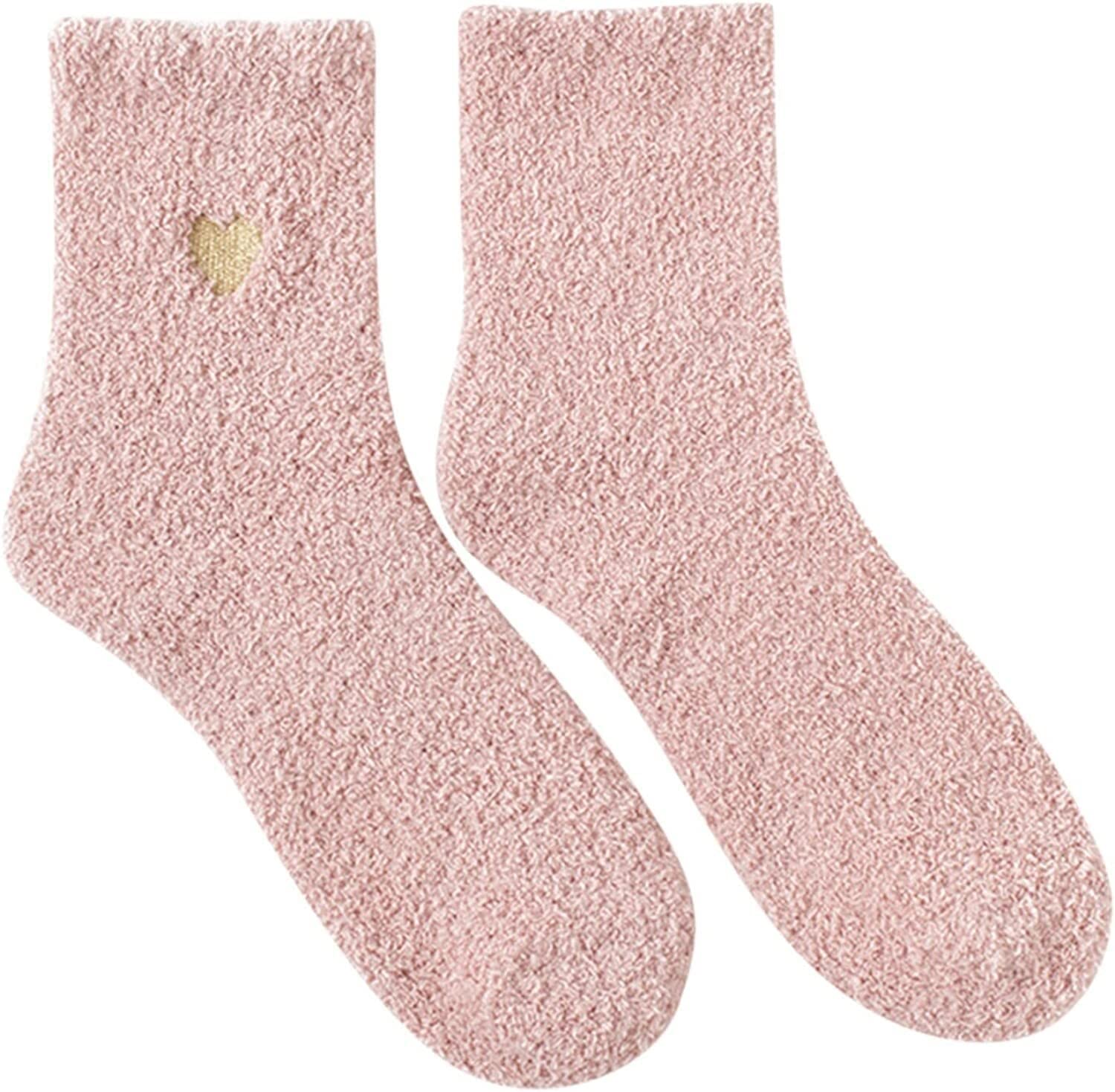 Skarpetki Oddychające 12 Par Zimowych Skarpet Termicznych Women Love Heart Pattern Fluffy Super Soft Warm Antypoślizgowe