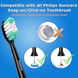 BrightDeal Replacement Toothbrush Heads for Philips Sonicare ProtectiveClean 4100 5100 6100 DailyClean DiamondClean EasyClean PowerUp Plaque Control Gum Health C2 G2 HX6817/01 HX6857/11 Black, 4 Pack