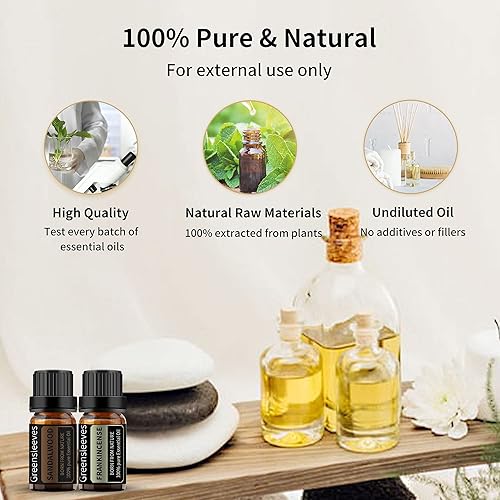 Vista 88 de GREENSLEEVES Juego de aceites esenciales de jazmín rosa, 2 aceites aromáticos puros a base de plantas para aromaterapia, aceites esenciales