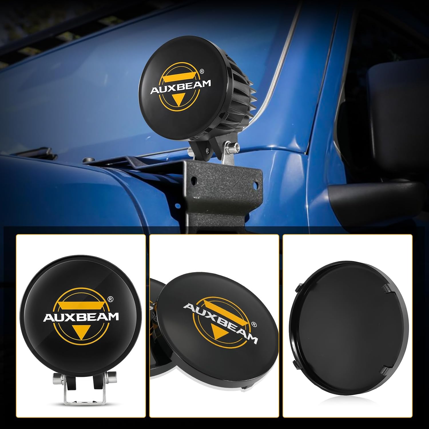 Auxebam 4 inch Pod Light Covers, Black Round Offroad Light Cover Waterproof Polycarbonate Protective Lens for Round LED Pod Lights Driving Fog Light (Fit for ZD000668 ZD000669 ZD000704 ZD000752)