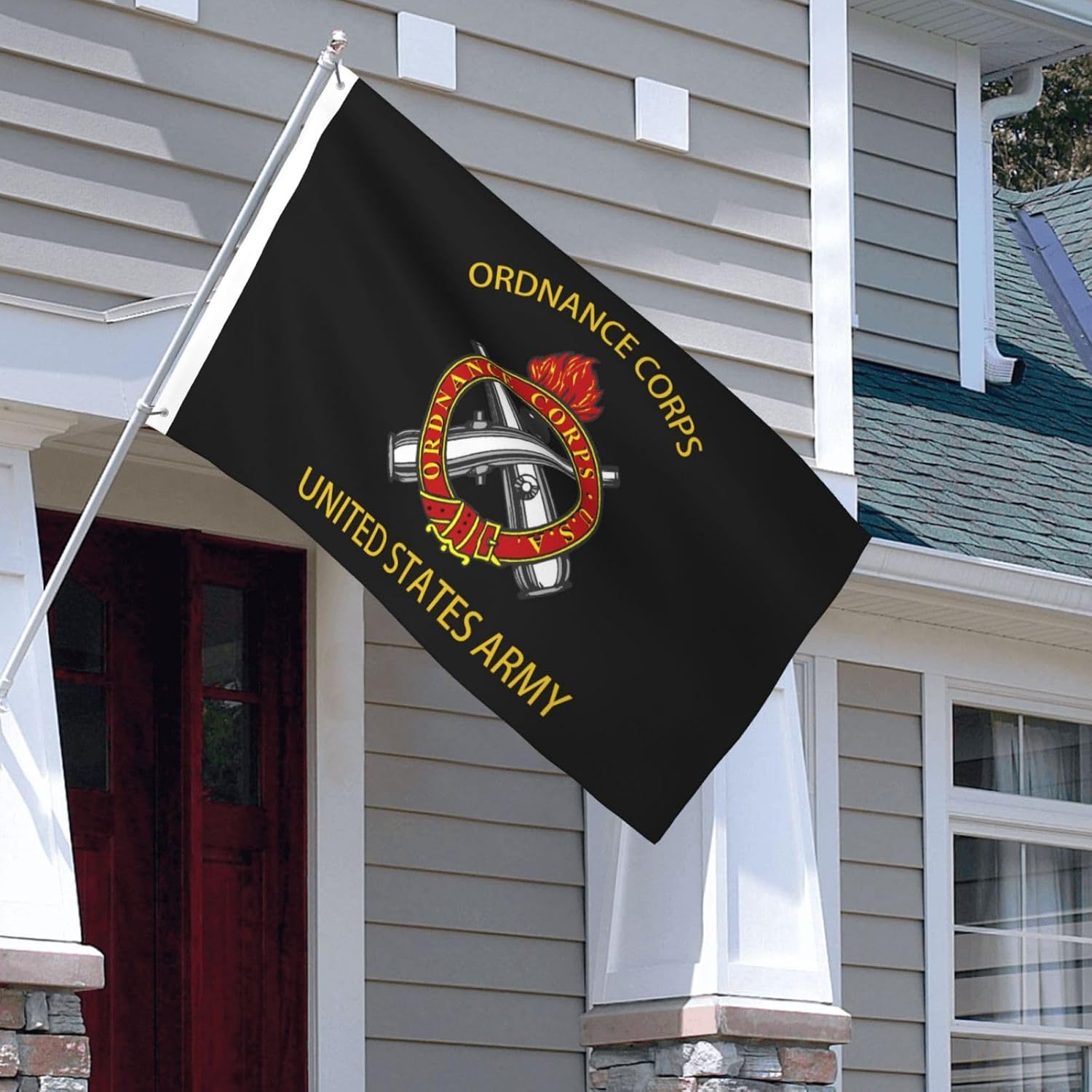 Ordnance Corps Regimental Insignia 3x5 FT Flag - Vivid Printing, Indoor Outdoor Banner with Brass Grommets