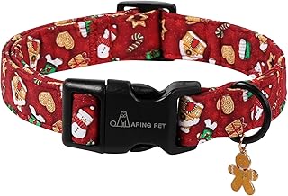ARING PET Christmas Dog Collar, Cute Red Christmas Snowman Gingerbread Cotton Pet Collars for