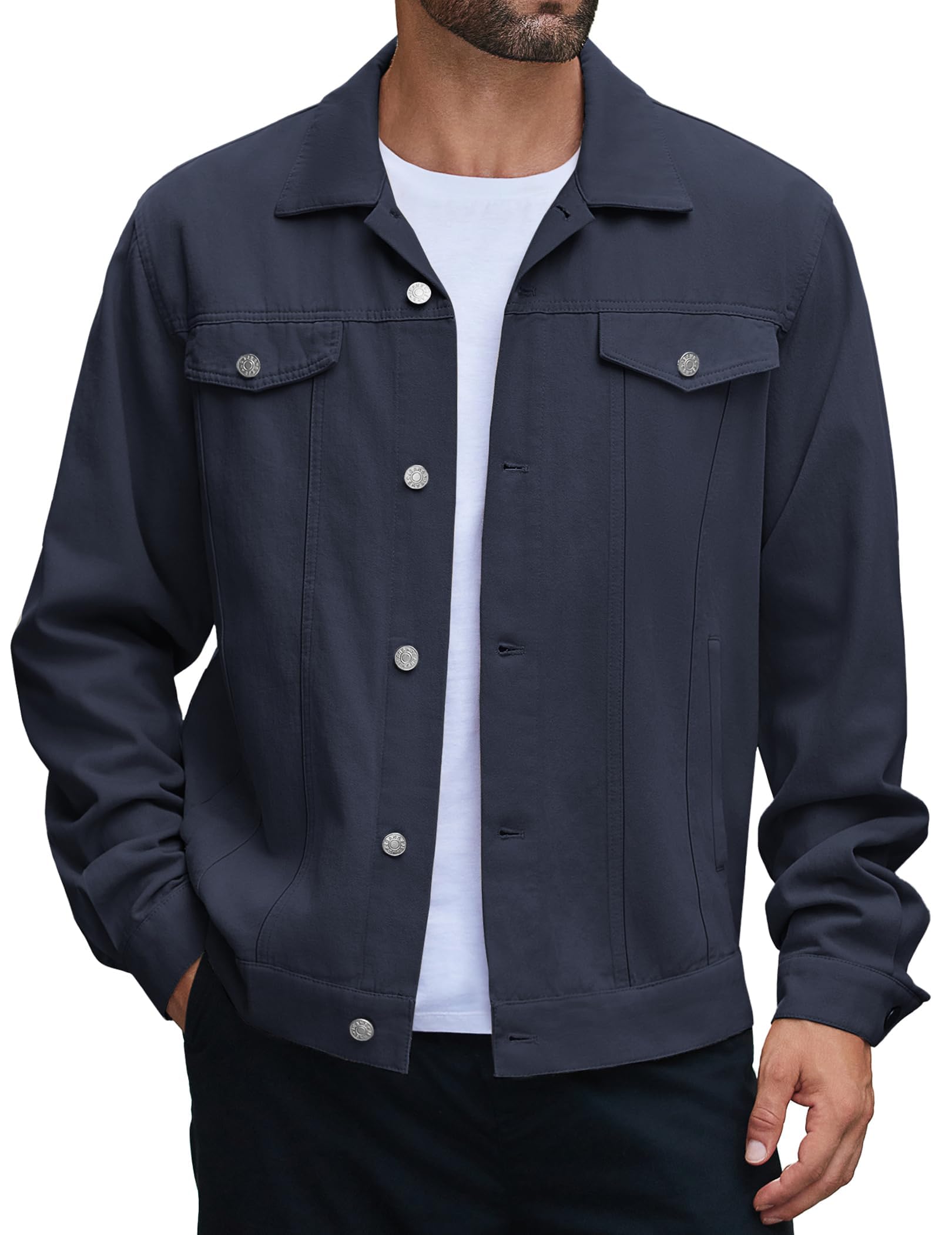 COOFANDY Men's Cotton Denim Jacket Lightweight Trucker Western Jackets Casual Fashion Jean Coat