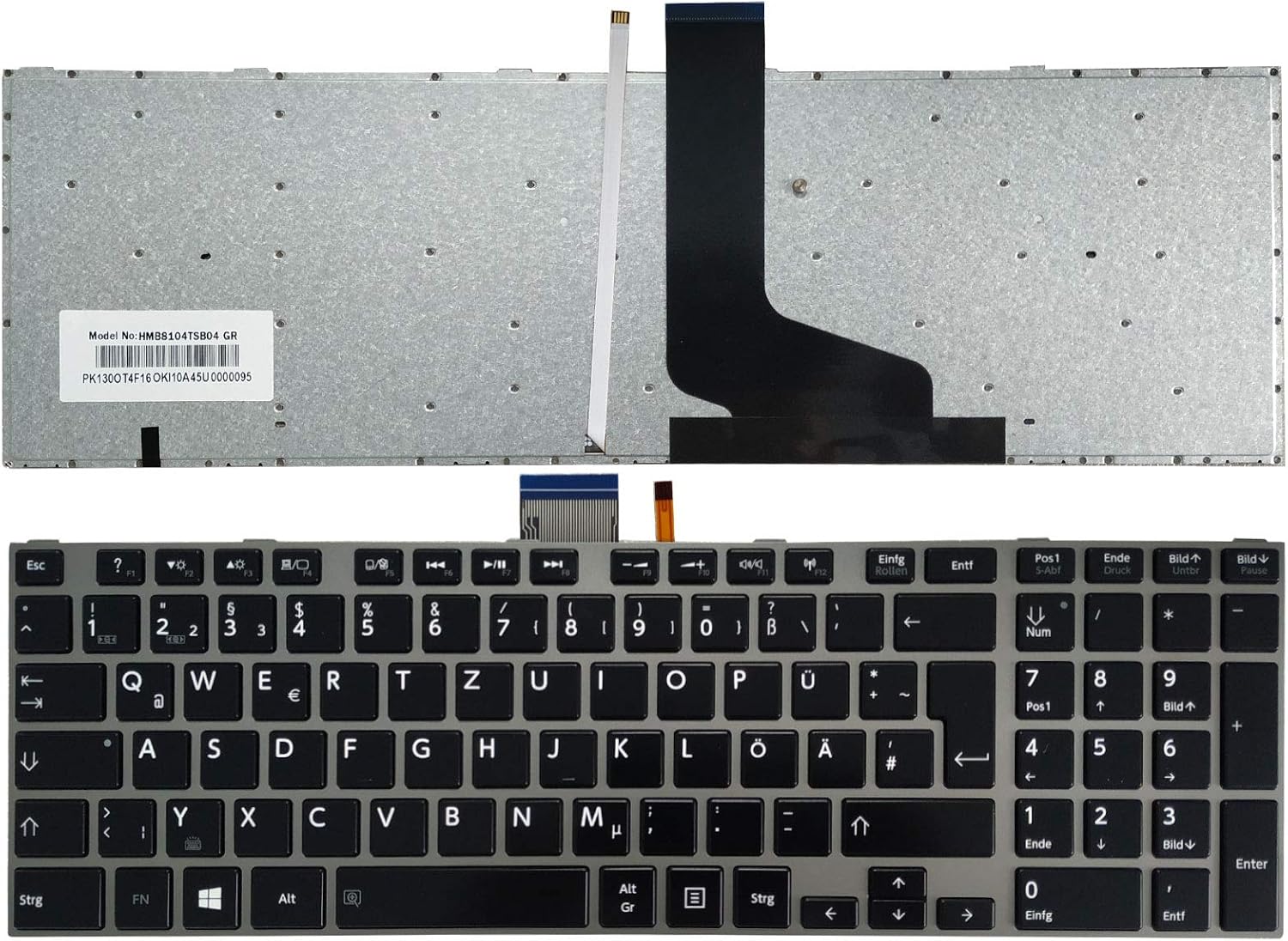Laptop Replacement Keyboard Compatible for Toshiba Satellite P850 P850D P855D P870 P870D P875 P875D German Layout Backlight