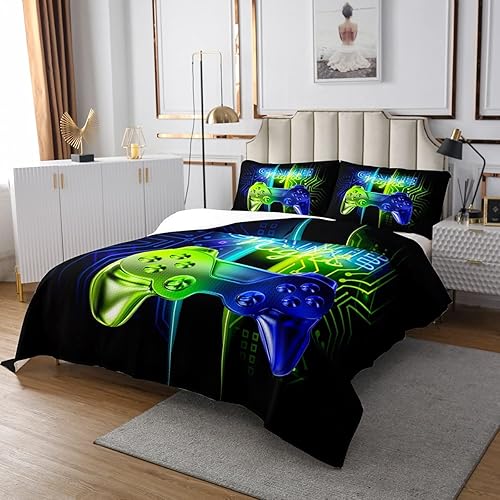Miniatura 2 de Feeyou - Juego de edredón de 3 piezas con controlador de videojuegos para niños, adolescentes, tamaño King, colcha de juegos para todas las