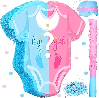 Sratte Baby Gender Reveal Piñata Set with Confetti Stick Blindfold Pink ...