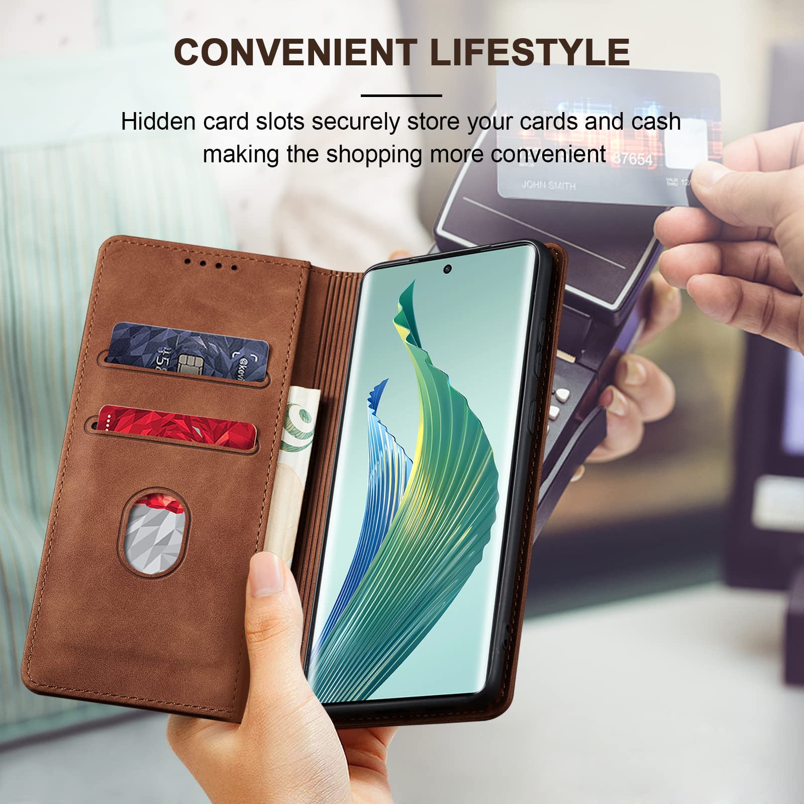 Étui Portefeuille Magnétique Pour Honor X5C Plus – Cuir PU, Protection Anti-choc, 2 Emplacements Cartes, Fonction Support