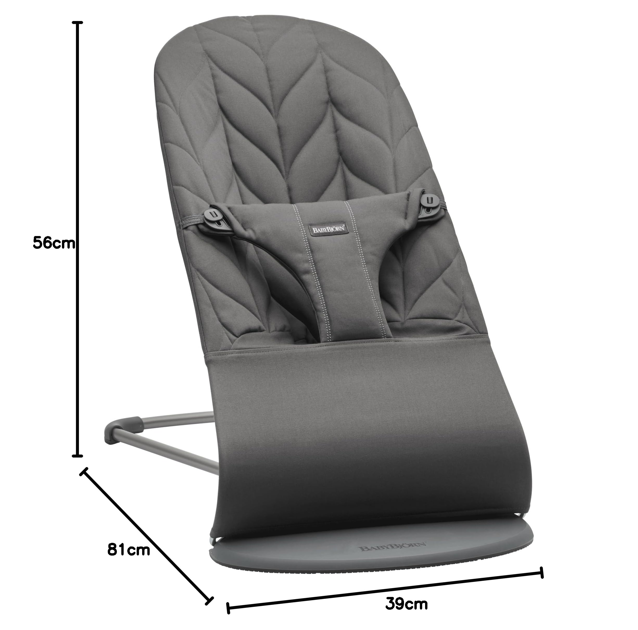 BabyBjörn Transat Bliss, Tissé, Matelassage pétale, Anthracite