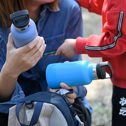 Miniatura 7 de Botella de agua para niños de regreso a la escuela, botella de agua pequeña de acero inoxidable aislada al vacío de 12 onzas con pajita, botella de
