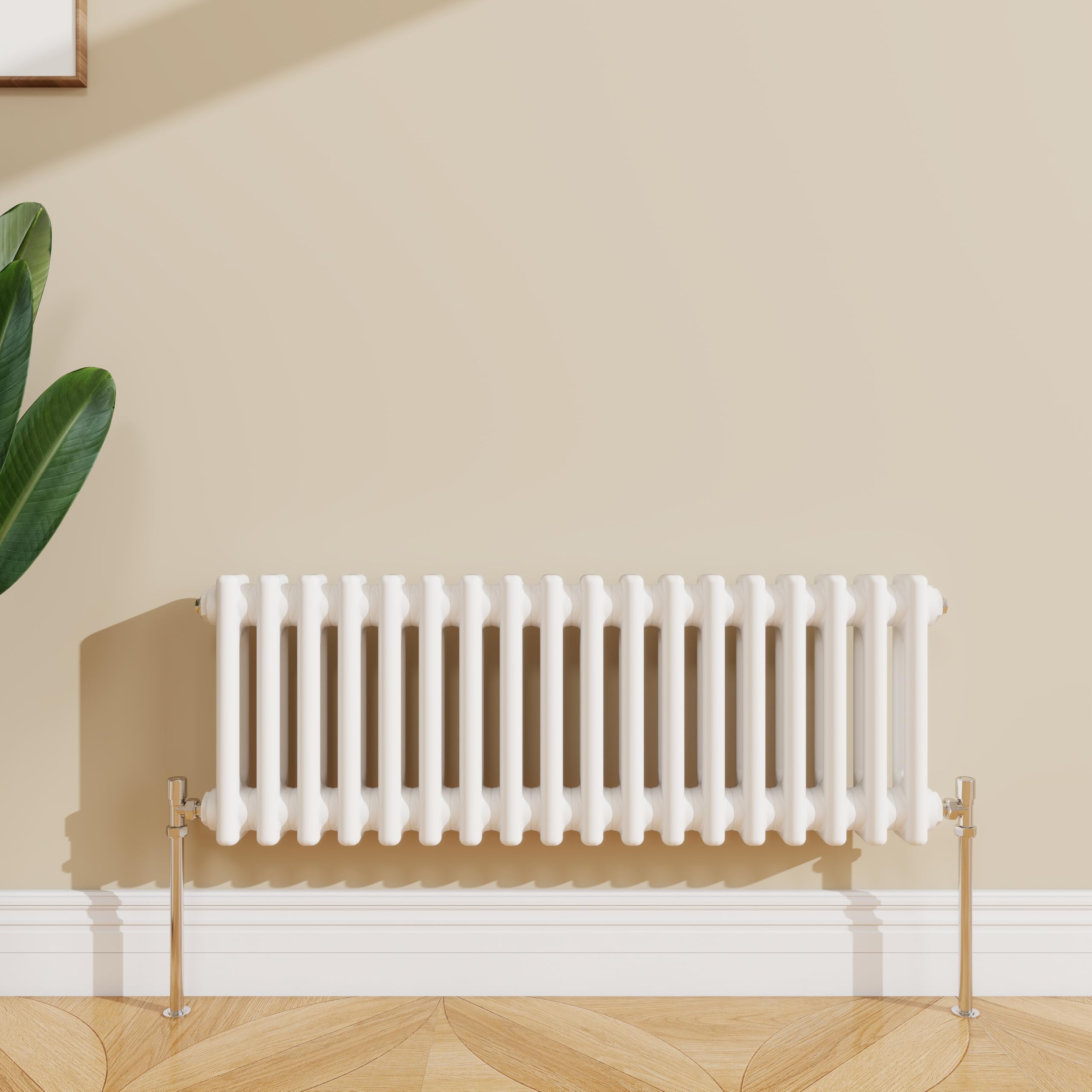 SLINE SANITARY 300x830mm Cast Iron Style Traditional 3 Column Horizontal White Central Heating Radiator