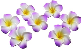 Ewanda store 100 Pcs Diameter 1.6 Inch Artificial Plumeria Rubra Hawaiian Foam Frangipani Flower Petals for Weddings Party Decoration(Purple)