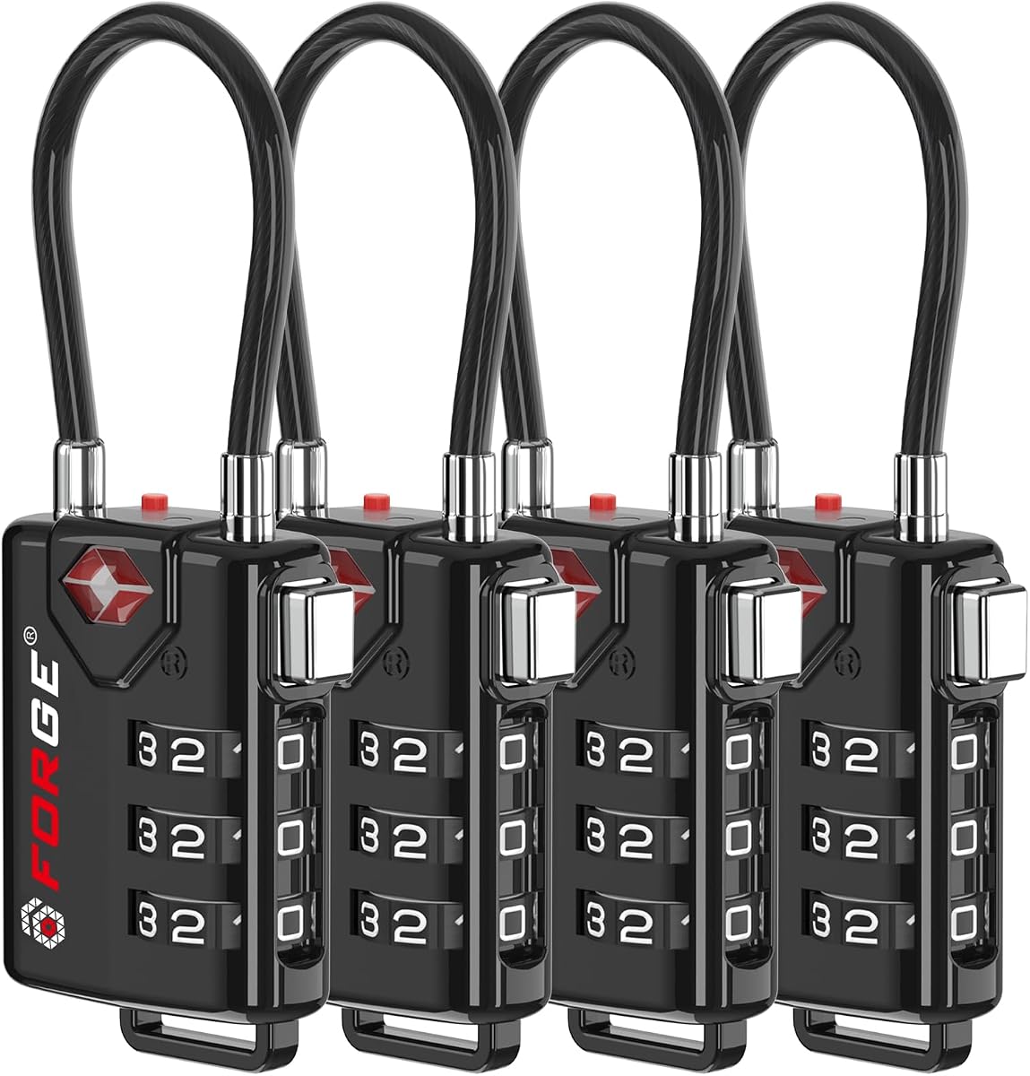 Cerraduras de equipaje con cable aprobadas por la TSA, combinación reajustable con cuerpo de aleación