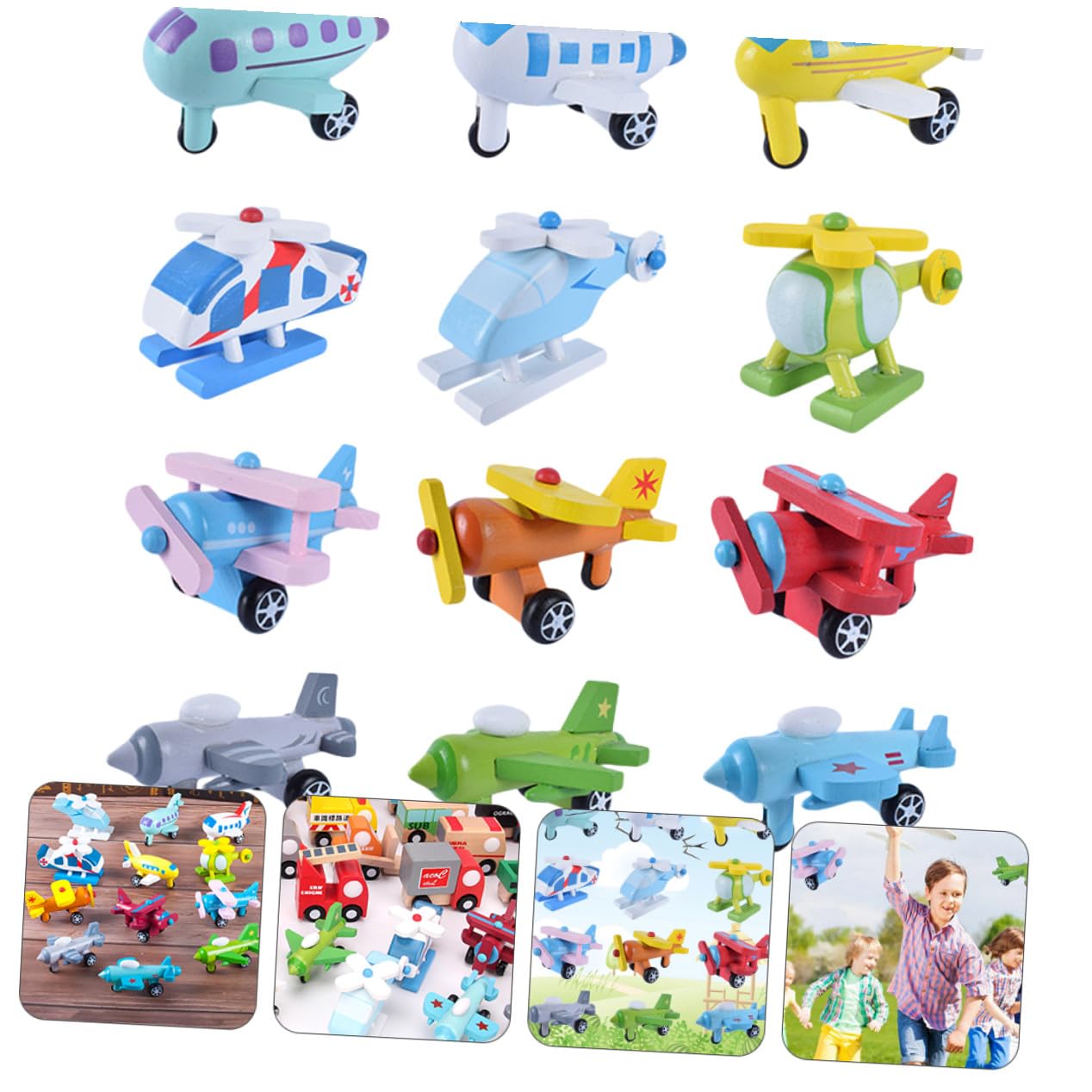 BESTonZON Mini Niños Juguete Avión para Piezas de Madera de 12
