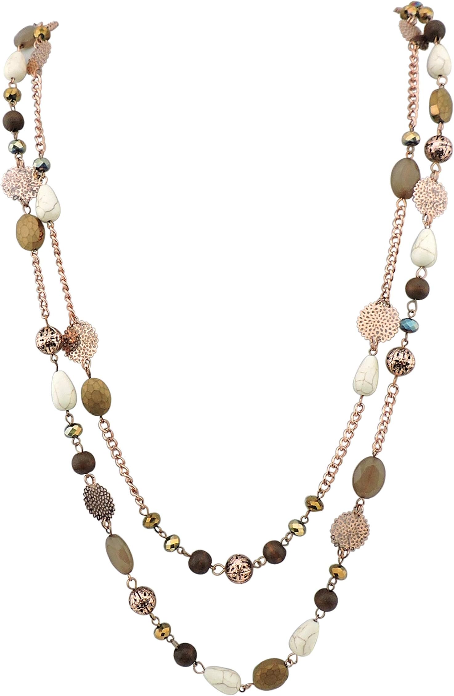 Long Necklaces for Women Trendy, Boho Layered Crystal Beaded Collar Necklaces for Women, Fashion Statement Necklaces Jewelry