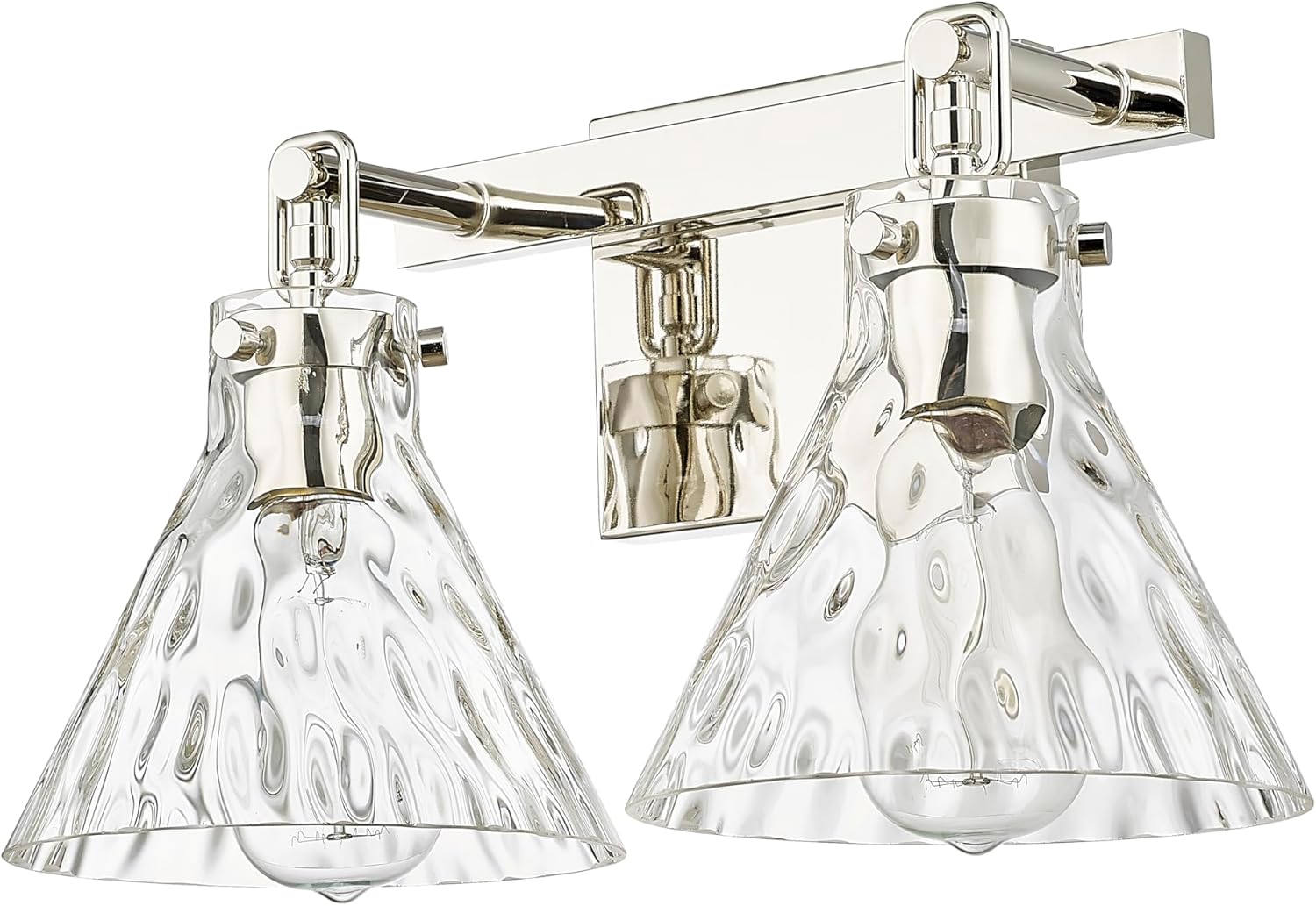 ML Lighting | Barlon Collection | 20002-PN | 2 Light Vanity in Polished Nickel Finish with Clear Water Glass Shade | Versatile Design That adds High-End Texture and Elegance to Your Bathroom