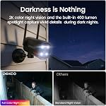 DEKCO Wired 2K Security Camera Outdoor, 180° Pan & 270° Coverage, 24/7 Constant Power Surveillance, Full Color Night Vision, AI Human Detection, Cloud Storage Edition, Spotlight & Siren