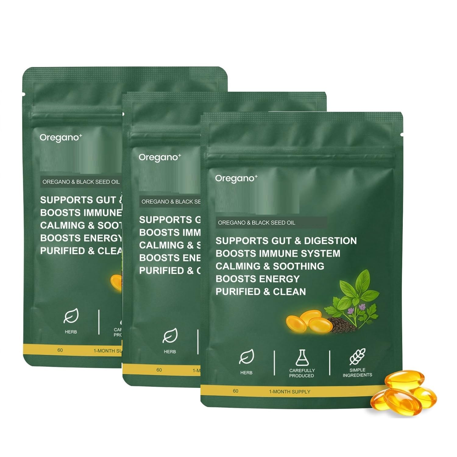 Oreganoöl mit Schwarzkümmelöl – immununterstützend,3pcs