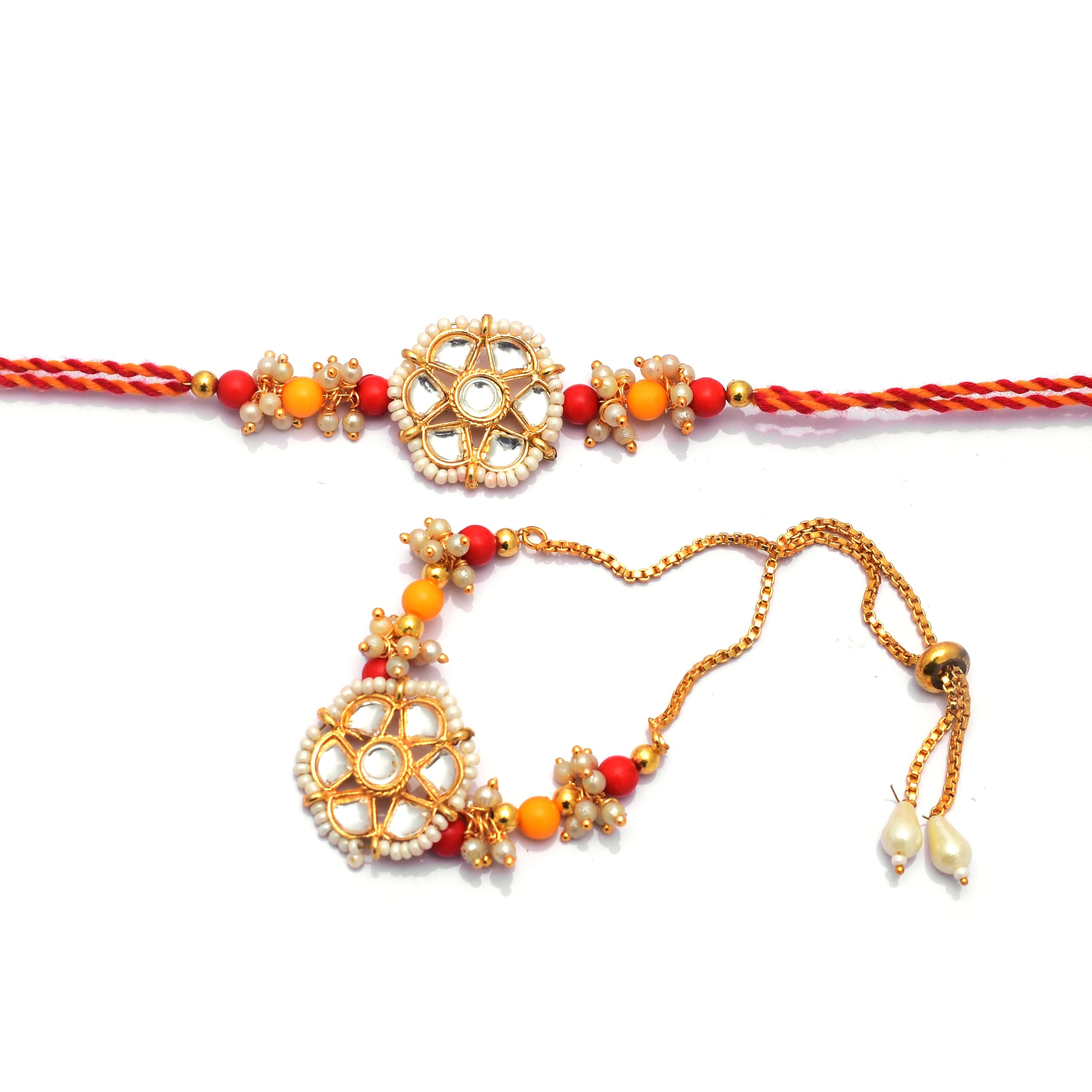 CARATWALA Unisex Adult Handmade Rakhi Gift for Brother and Bhabhi Floral Rakhi Kundan Bracelet Rakhi for Bhaiya Bhabhi Raksha bandhan Couple Pearl Rakhi Set of - 2. (B0D9MHCDML) Amazon Price History, Amazon Price Tracker