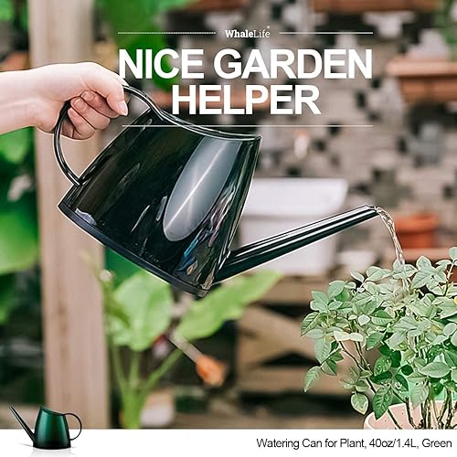 Miniatura 5 de WhaleLife Regadera de interior para plantas bonsái de casa flor de jardín boquilla larga 40 onzas 14 L 13 galón pequeña moderna verde translúcido