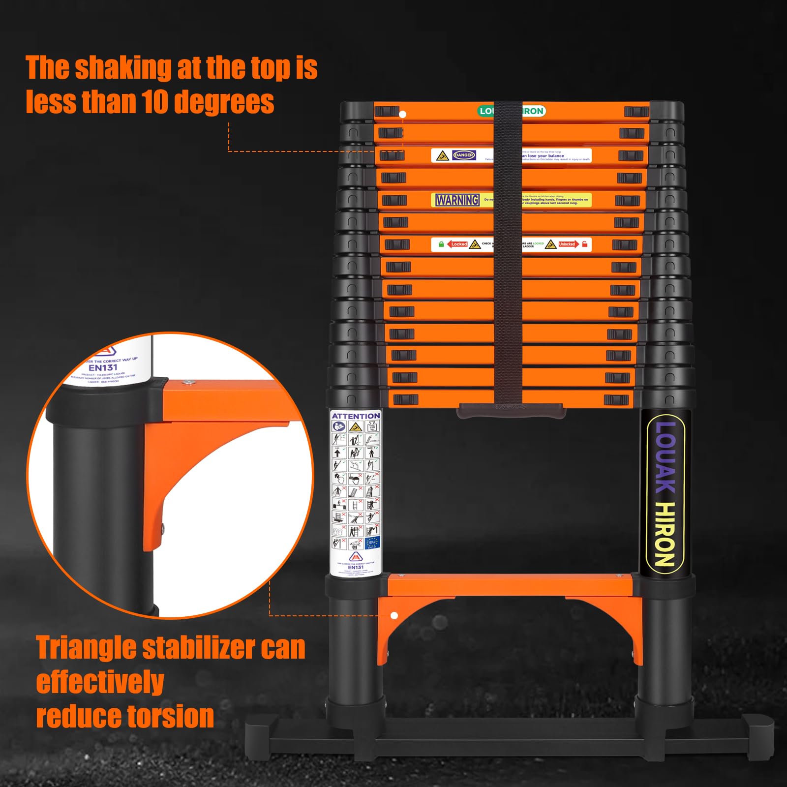 Escalera telescópica extensible plegable de 3,8 m, antideslizante, multiusos, para el hogar
