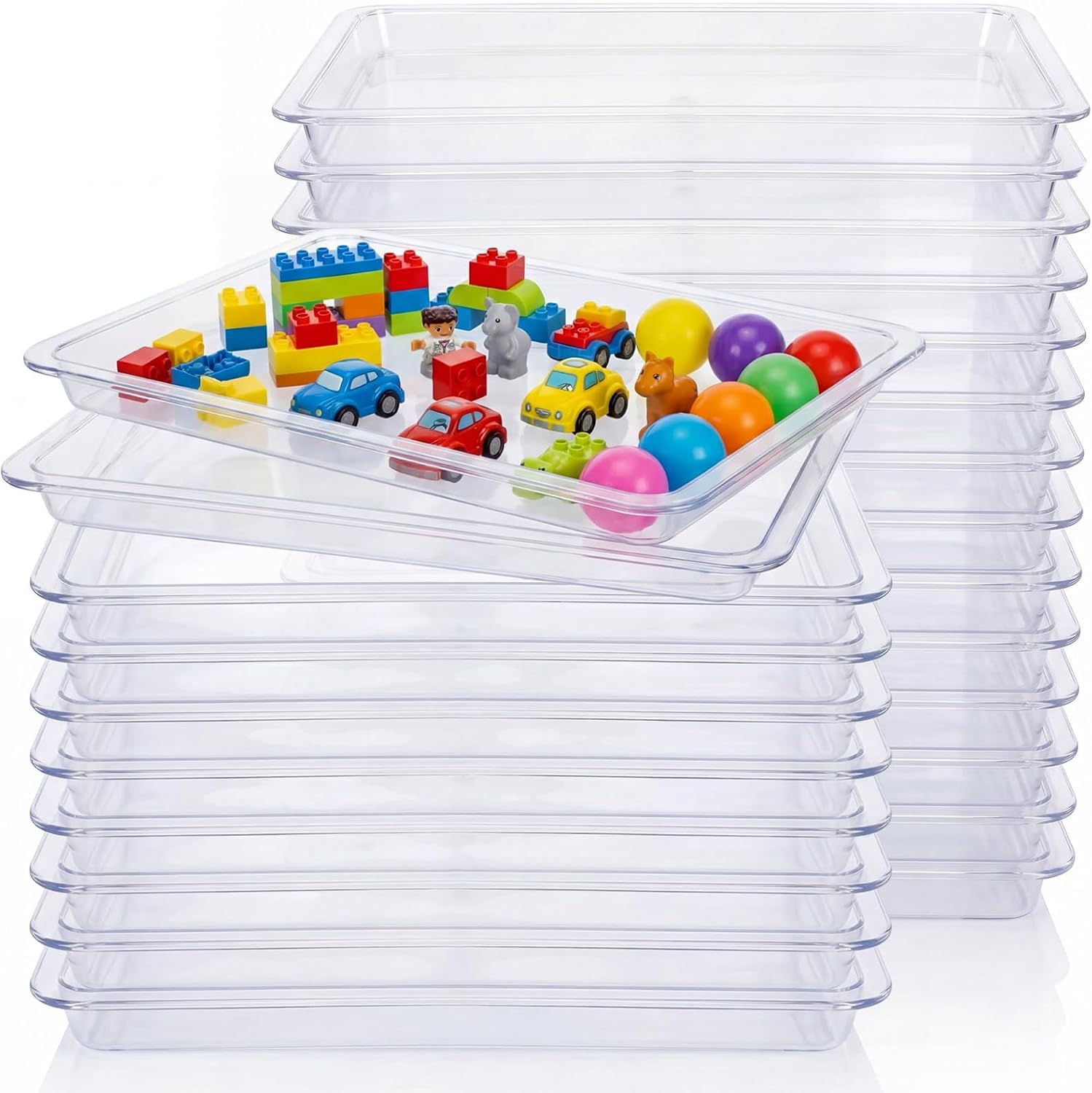 Remerry 4 Pcs Art Craft Tray for Kid, 13.4 x 10 Inch, Clear